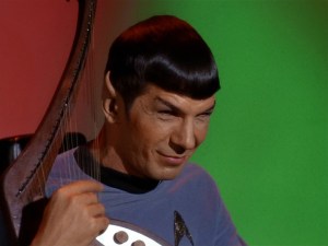 Spock plays a harp thing in this episode. I thought he was supposed to have no emotions though?