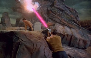 At least there's no "did Greedo shoot first" moment in Star Trek. It's pretty bloody obvious Kirk did it